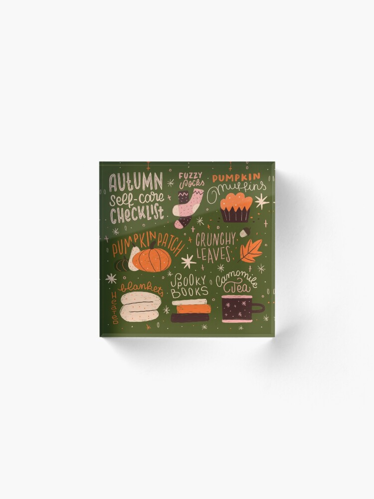 Alternate view of Autumn Self-care Checklist Acrylic Block