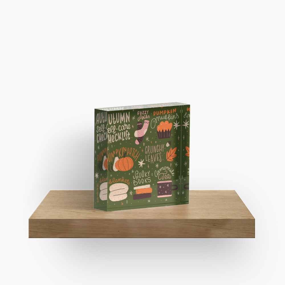 Autumn Self-care Checklist Acrylic Block