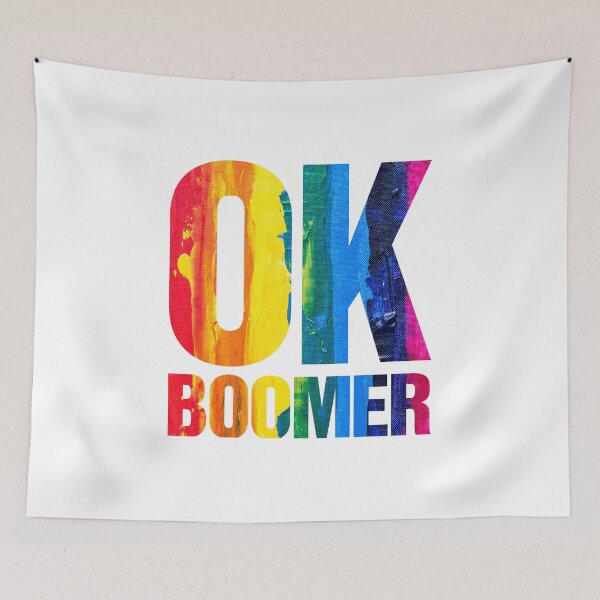 Item preview, OK Boomer Rainbow Paint Slogan designed and sold by thetshirtworks.
