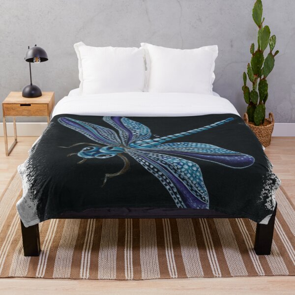 Dragonfly Magic Colored Pencil Art Throw Blanket
