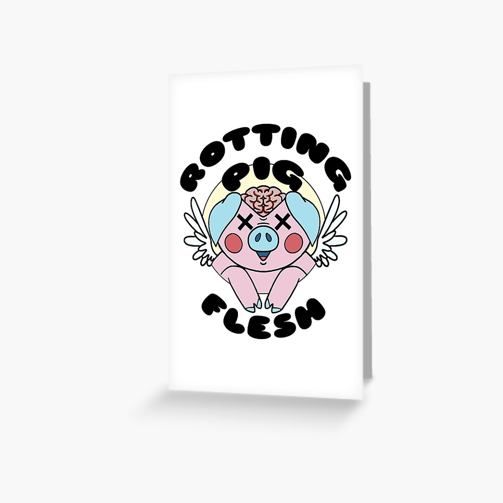 rotting-pig-flesh-logo-greeting-card-by-rottingpigflesh-redbubble