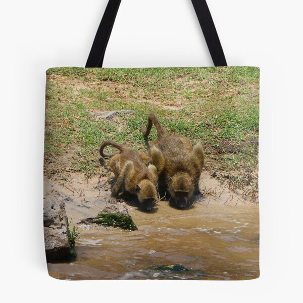 Item preview, Baboons drinking at the Chobe River, Botswana, Africa designed and sold by FranWest.