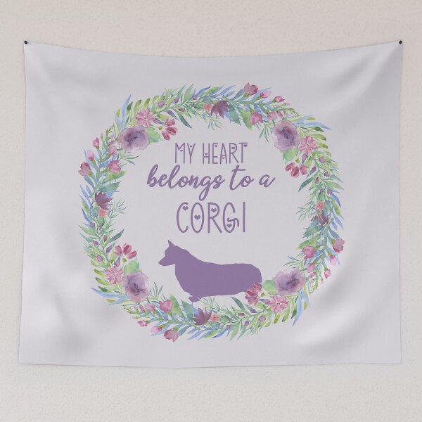 Artikelvorschau, Mein Herz gehört einem Corgi-Blumenkranz-Pastell entworfen und verkauft von PawsitiveGifts.