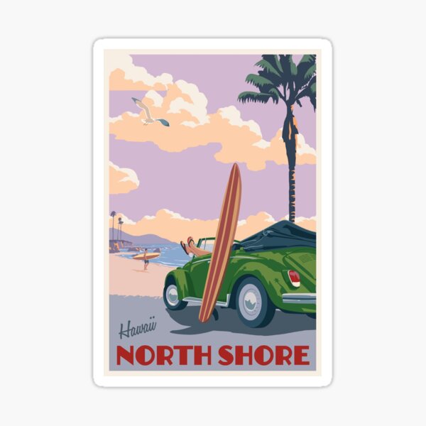 Vintage Surf North Shore Hawaii Sticker