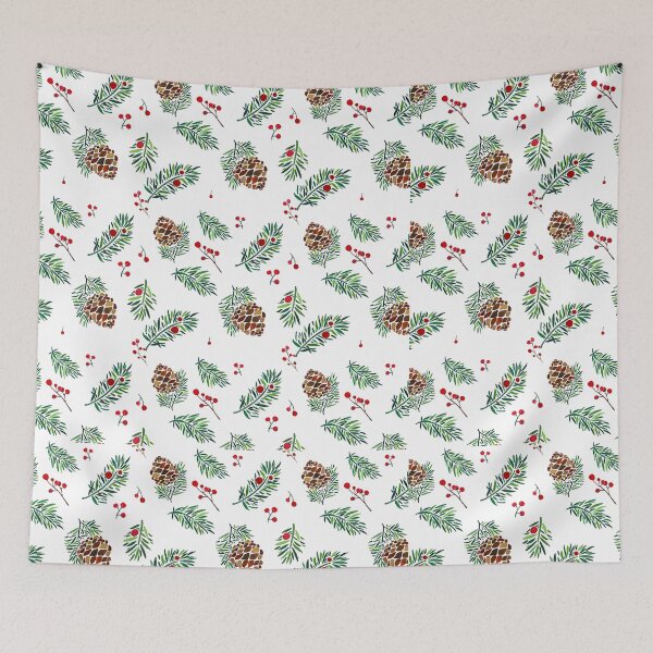 Item preview, Home for the Holidays - Watercolor berries and pinecones pattern designed and sold by Alisha Watercolors.