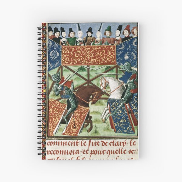 Aperçu de l'œuvre TOURNOI MÉDIÉVAL, CHEVALIERS DE COMBAT À CHEVAL, DEMOISELLES ROUGES JAUNE FLORALES créée et vendue par BulganLumini.