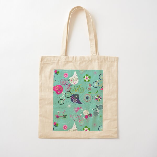 Cycledelic Teal Cotton Tote Bag