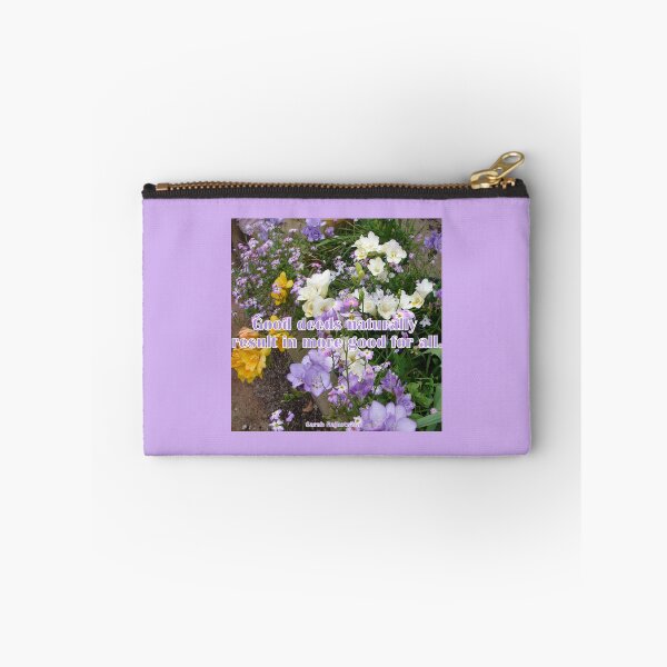 Item preview, Good deeds Naturally Result In More Good For All - Inspirational Quote purple white freesias flowers floral designed and sold by Sarah  Rajkotwala.