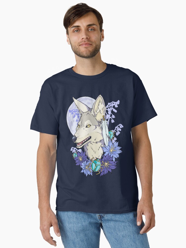 Thumbnail 2 of 7, Classic T-Shirt, Ivory Jackal Blue Moon designed and sold by cybercat.