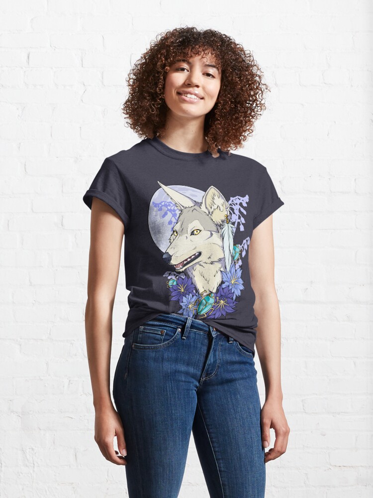 Thumbnail 4 of 7, Classic T-Shirt, Ivory Jackal Blue Moon designed and sold by cybercat.