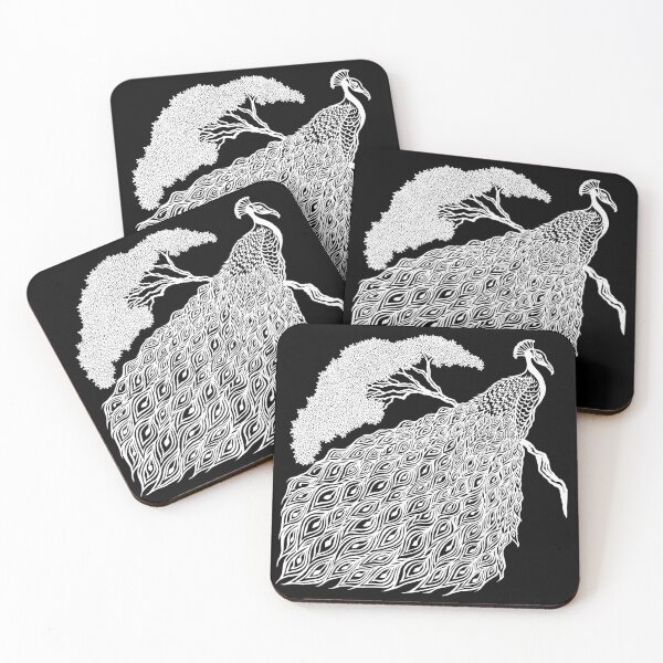 Item preview, Peacock on Branch | Bird Design designed and sold by Monochromatics by Corie Mae Dark.
