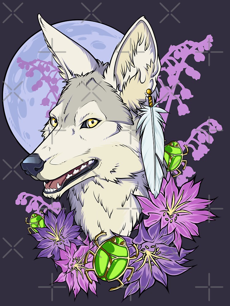 Thumbnail 7 of 7, Classic T-Shirt, Ivory Jackal Magneta Moon designed and sold by cybercat.