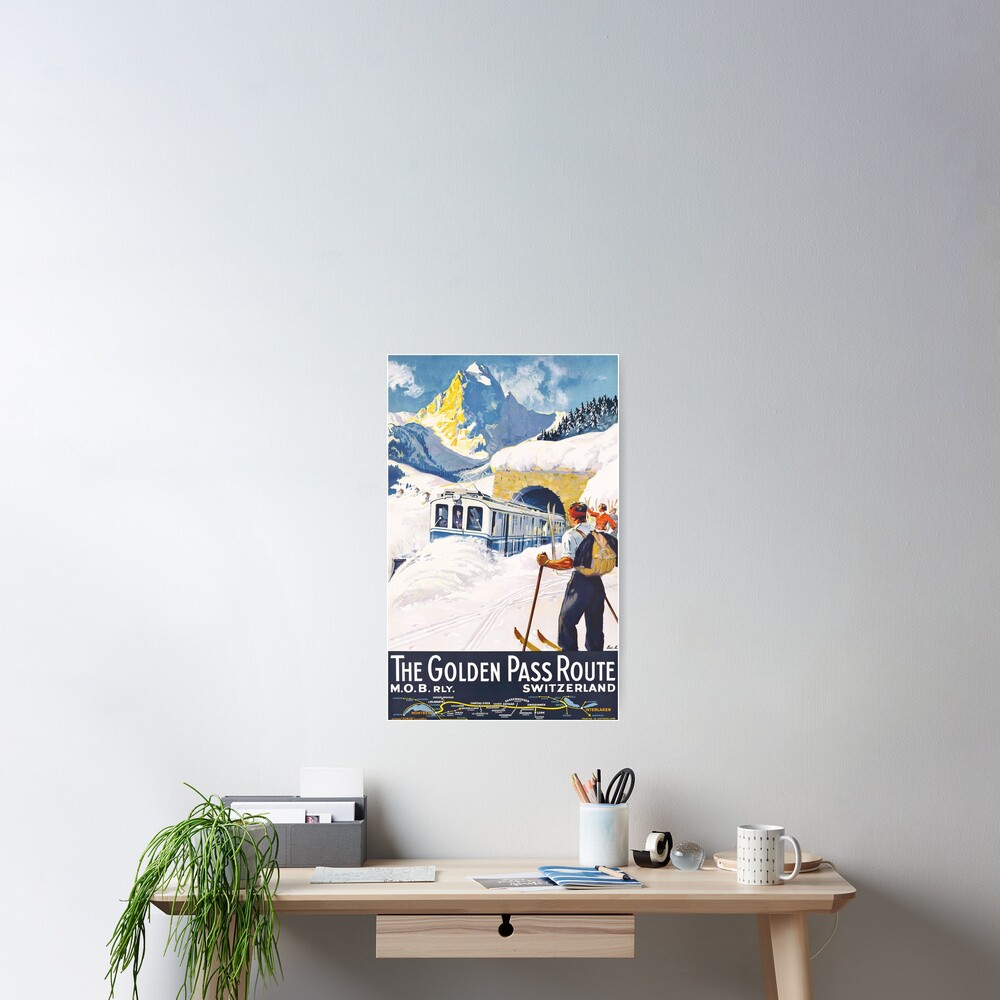 The Golden Pass - Vintage Ski Poster Poster