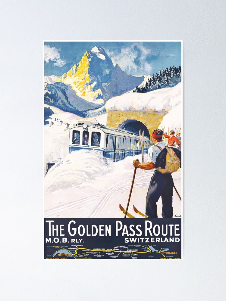 Alternate view of The Golden Pass - Vintage Ski Poster Poster