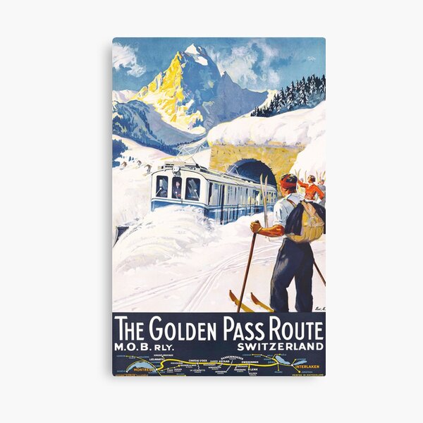 The Golden Pass - Vintage Ski Poster Canvas Print