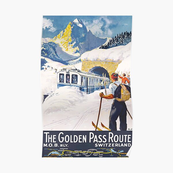 The Golden Pass - Vintage Ski Poster Poster
