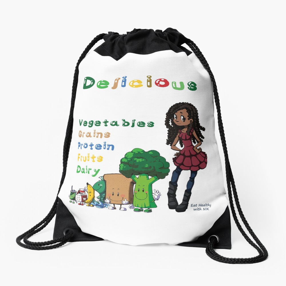 DELICIOUS Eat Healthy with NIK Drawstring Bag