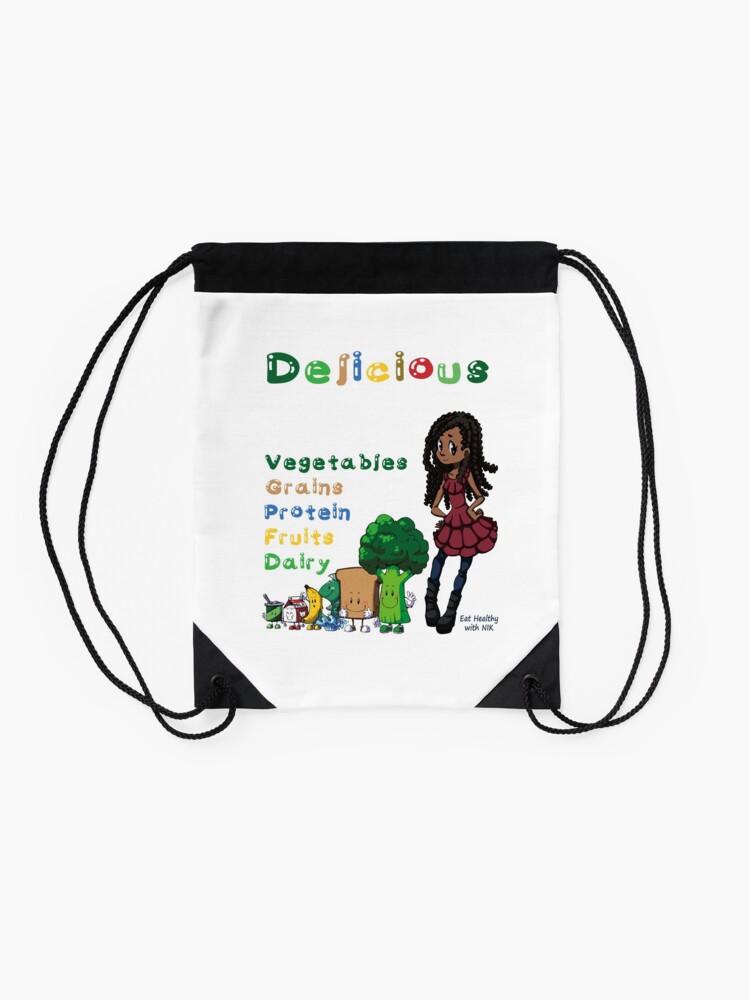 Alternate view of DELICIOUS Eat Healthy with NIK Drawstring Bag