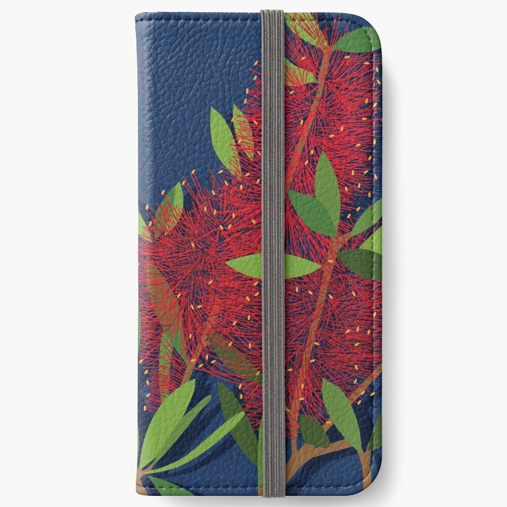 Red Bottlebrush Flowers iPhone Wallet