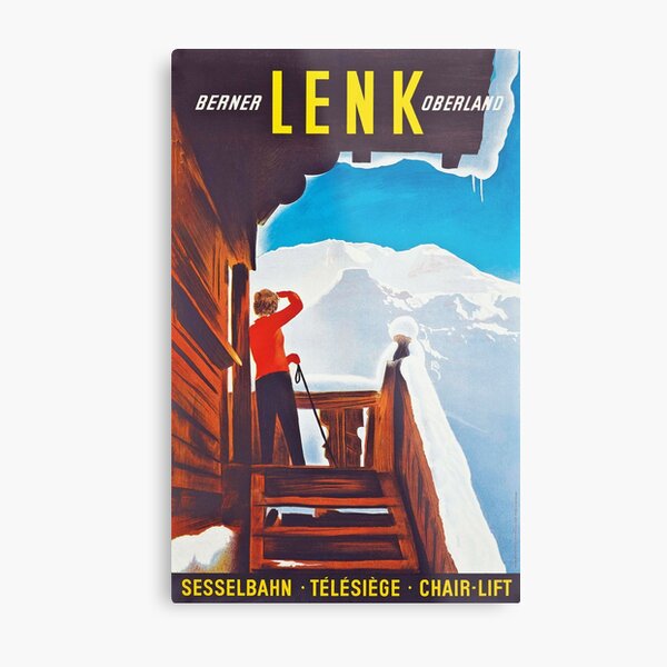Lenk Berner Oberland - Affiche de ski vintage Impression métallique