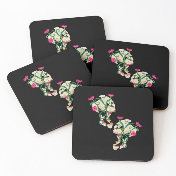 Item preview, twin pink flower skulls designed and sold by kyrnn.
