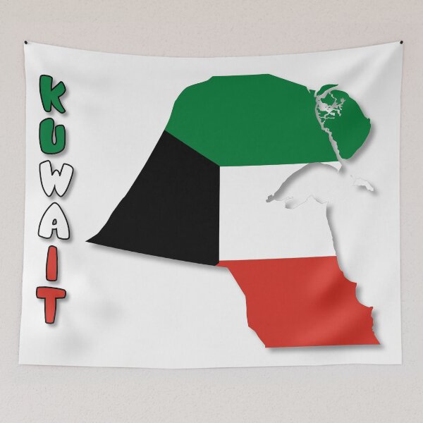 Item preview, Kuwait country flag inside map and  Kuwait name   designed and sold by mashmosh.