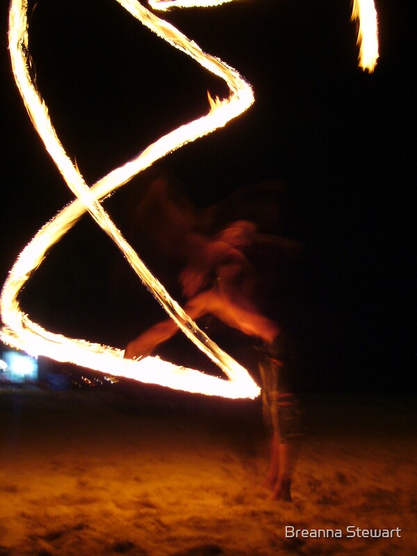 """Fire spinners" Fire Baton spinners Ko Lanta, Thailand" by Breanna