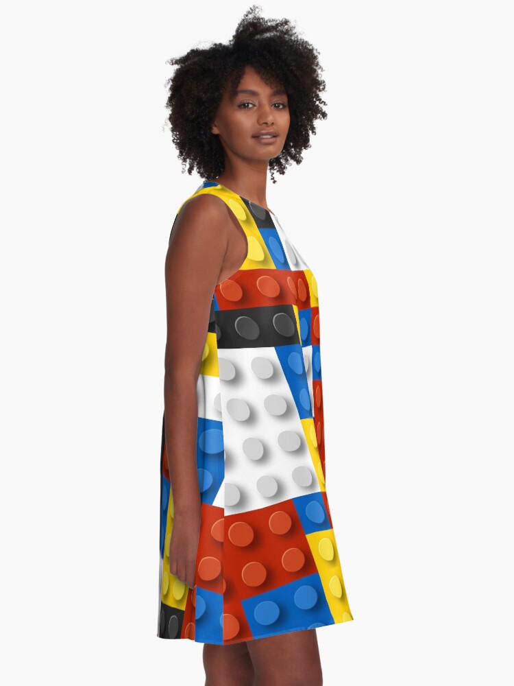Alternate view of Mondrian blocks De Stijl Modern Art A-Line Dress