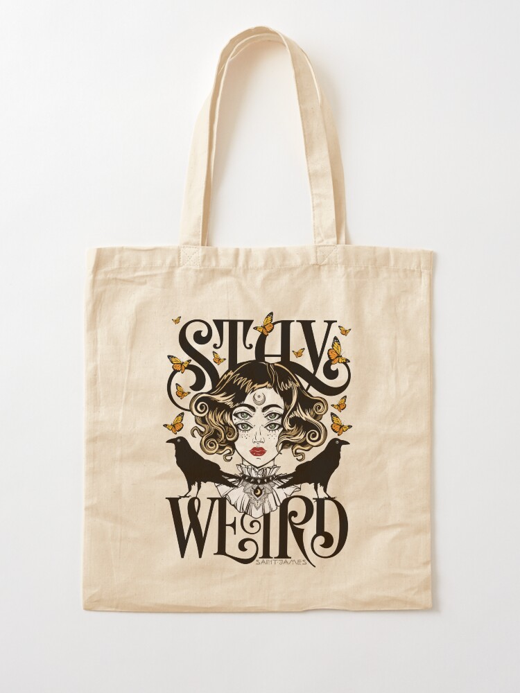 Alternate view of Rose and The Ravens {Stay Weird} Colour Version Tote Bag