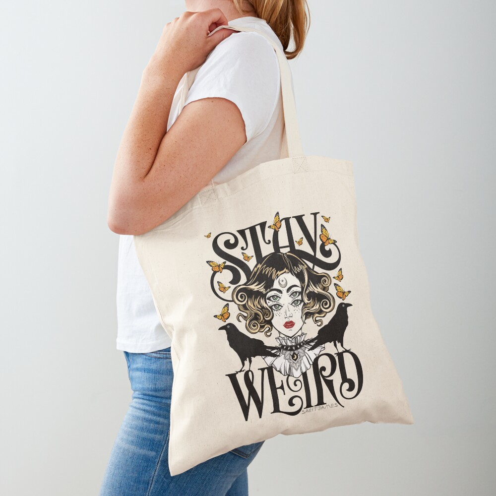 Rose and The Ravens {Stay Weird} Colour Version Tote Bag