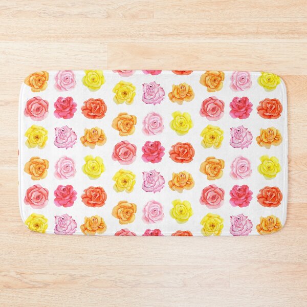 Item preview, hand painted 9 colorful watercolor pink red yellow orange roses  designed and sold by ColorandColor.