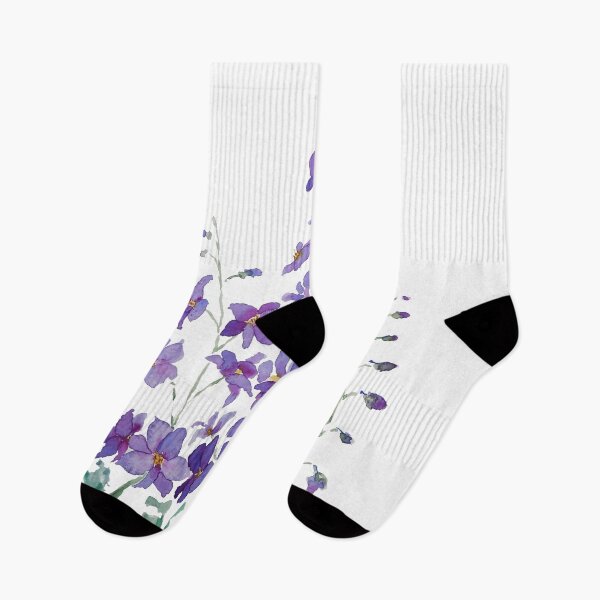 Item preview, hand painted purple blue pink delphinium watercolor  designed and sold by ColorandColor.