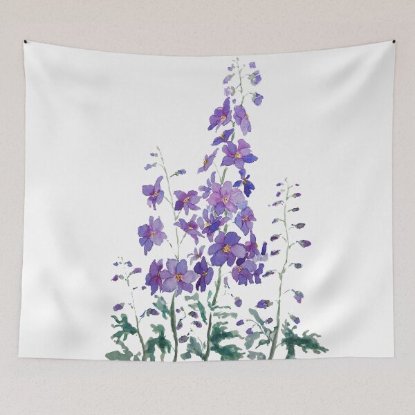 Item preview, hand painted purple blue pink delphinium watercolor  designed and sold by ColorandColor.