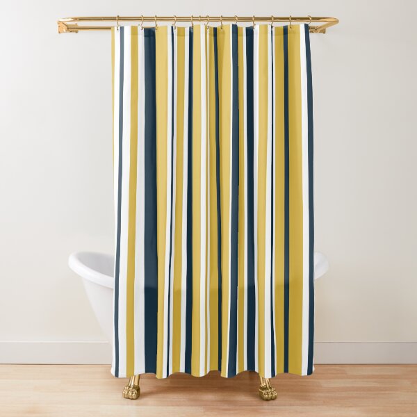 "Mustard Yellow Navy Blue and White Stripes Minimalist Color Block