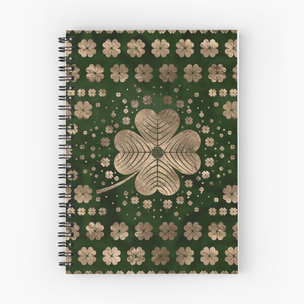 Item preview, Irish Shamrock Four-leaf clover Malachite and gold designed and sold by k9printart.