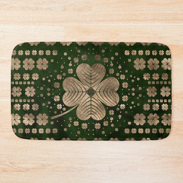 Item preview, Irish Shamrock Four-leaf clover Malachite and gold designed and sold by k9printart.