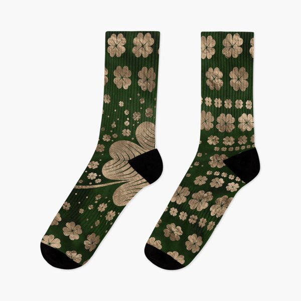 Item preview, Irish Shamrock Four-leaf clover Malachite and gold designed and sold by k9printart.