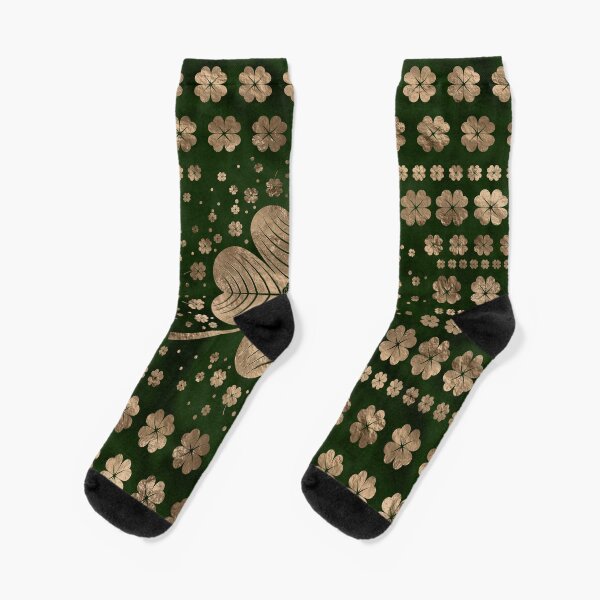 Item preview, Irish Shamrock Four-leaf clover Malachite and gold designed and sold by k9printart.