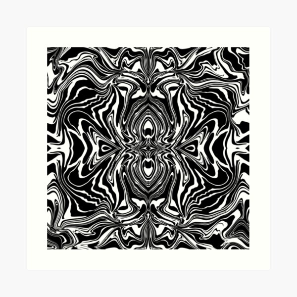 Black White Modern Graphic Kaleidoscope Marble Art Print