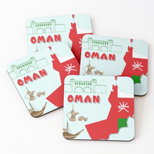 Item preview, Oman country flag inside map tourist attractions designed and sold by mashmosh.