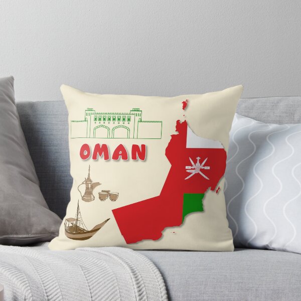 Artikelvorschau, Oman-Landesflagge innerhalb der Kartentouristenattraktionen entworfen und verkauft von mashmosh.