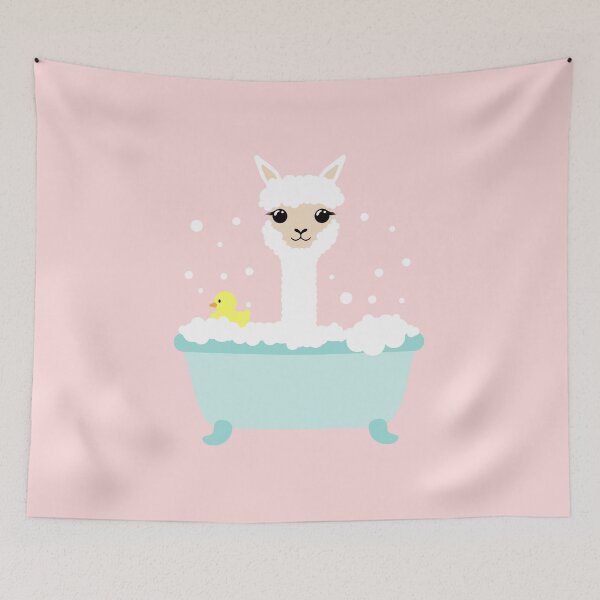 Item preview, Cute alpaca lama in a bath tub designed and sold by HotVector.