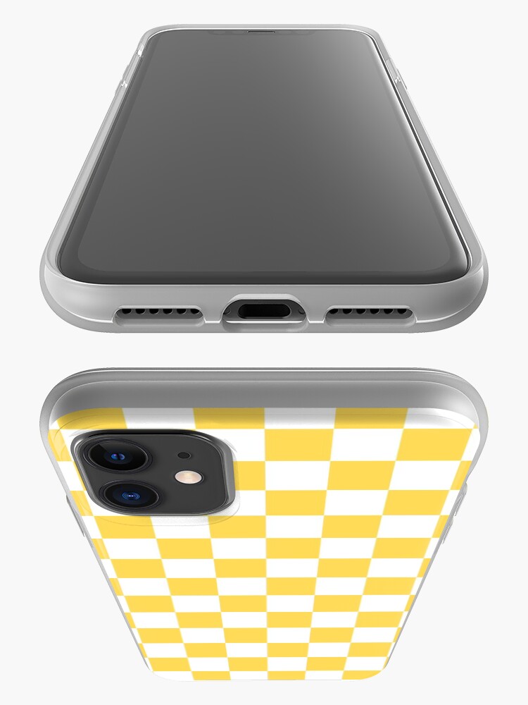 "Mustard Yellow And White Checkerboard Pattern" iPhone Case & Cover by