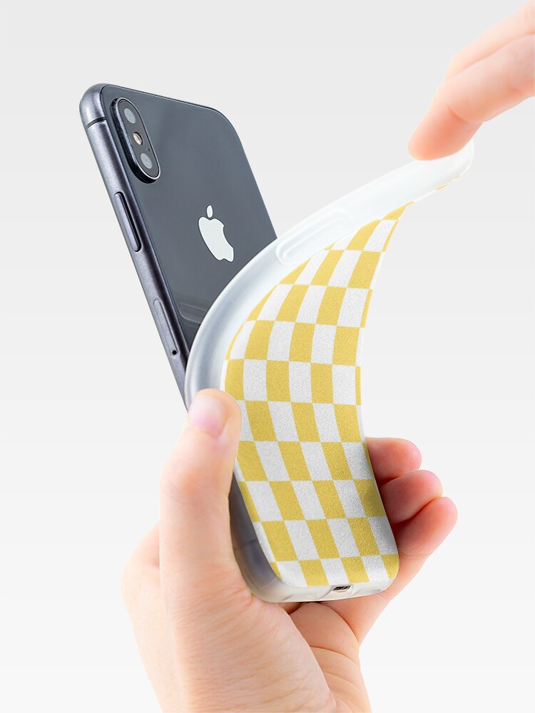 "Mustard Yellow And White Checkerboard Pattern" iPhone Case & Cover by