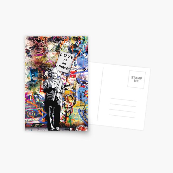 Banksy - Einstein Love ist die Antwort Postkarte