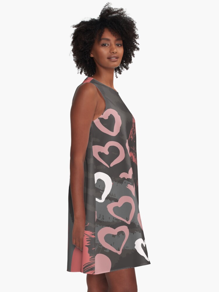 Thumbnail 2 of 4, A-Line Dress, Warm Hearts designed and sold by HoopandHoller.