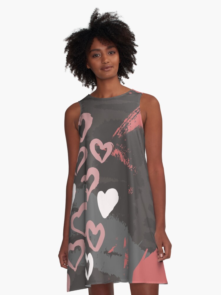Thumbnail 1 of 4, A-Line Dress, Warm Hearts designed and sold by HoopandHoller.