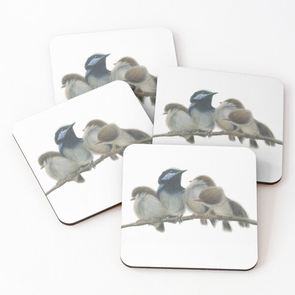Item preview, Superb blue fairy wren family. Beautiful drawing of these gorgeous, fun little Australian birds! designed and sold by RachaelCurryArt.