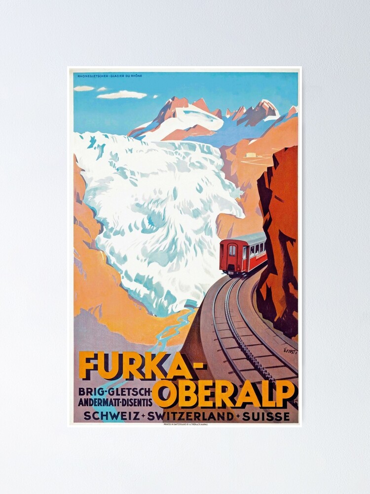 Alternate view of Furka Oberalp Railway - Vintage Swiss Travel Poster Poster