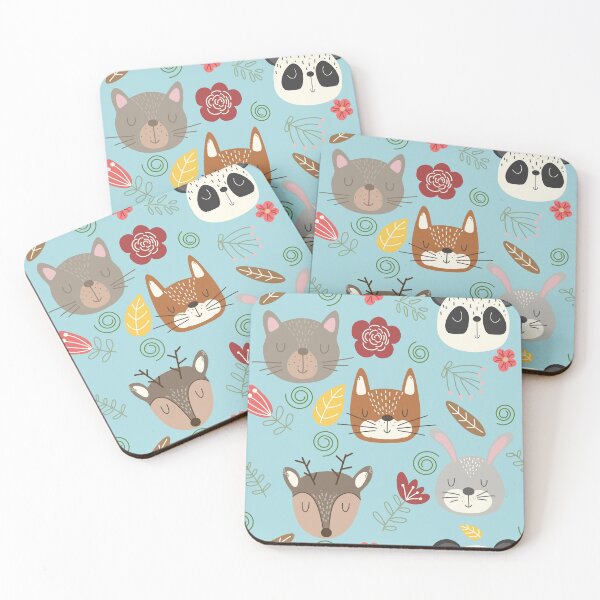 Item preview, Woodland animals kids pattern blue background designed and sold by Arch4Design.